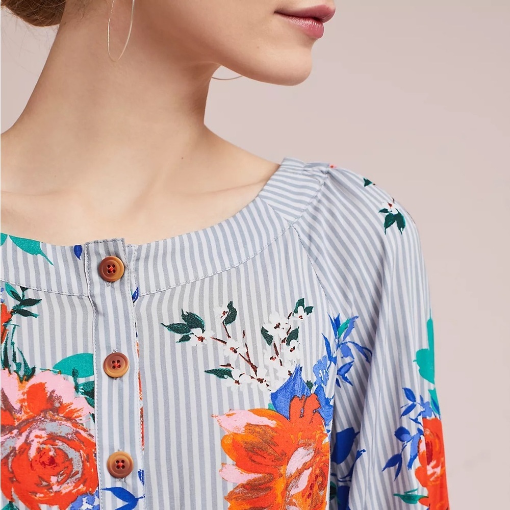 MAUVE by Anthropologie Lilorne Floral Buttondown size xs - Picture 4 of 13